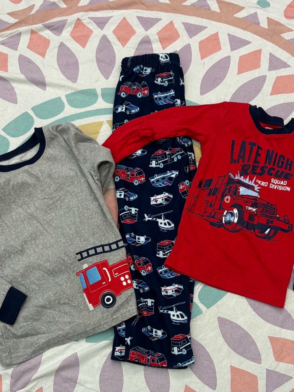 Carter's Red, Gray & Navy Fire Rescue Pajama Set